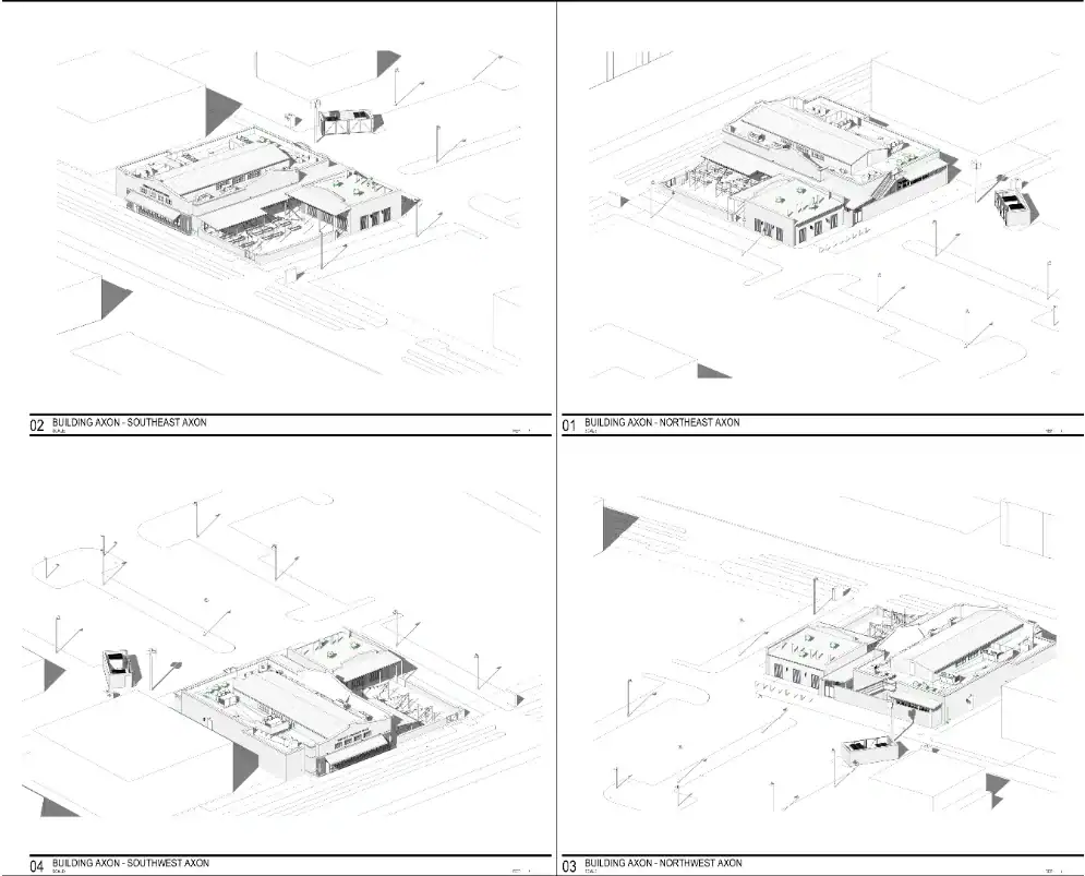 Architectural blueprint of Rios Brothers building for Terry Black’s BBQ.